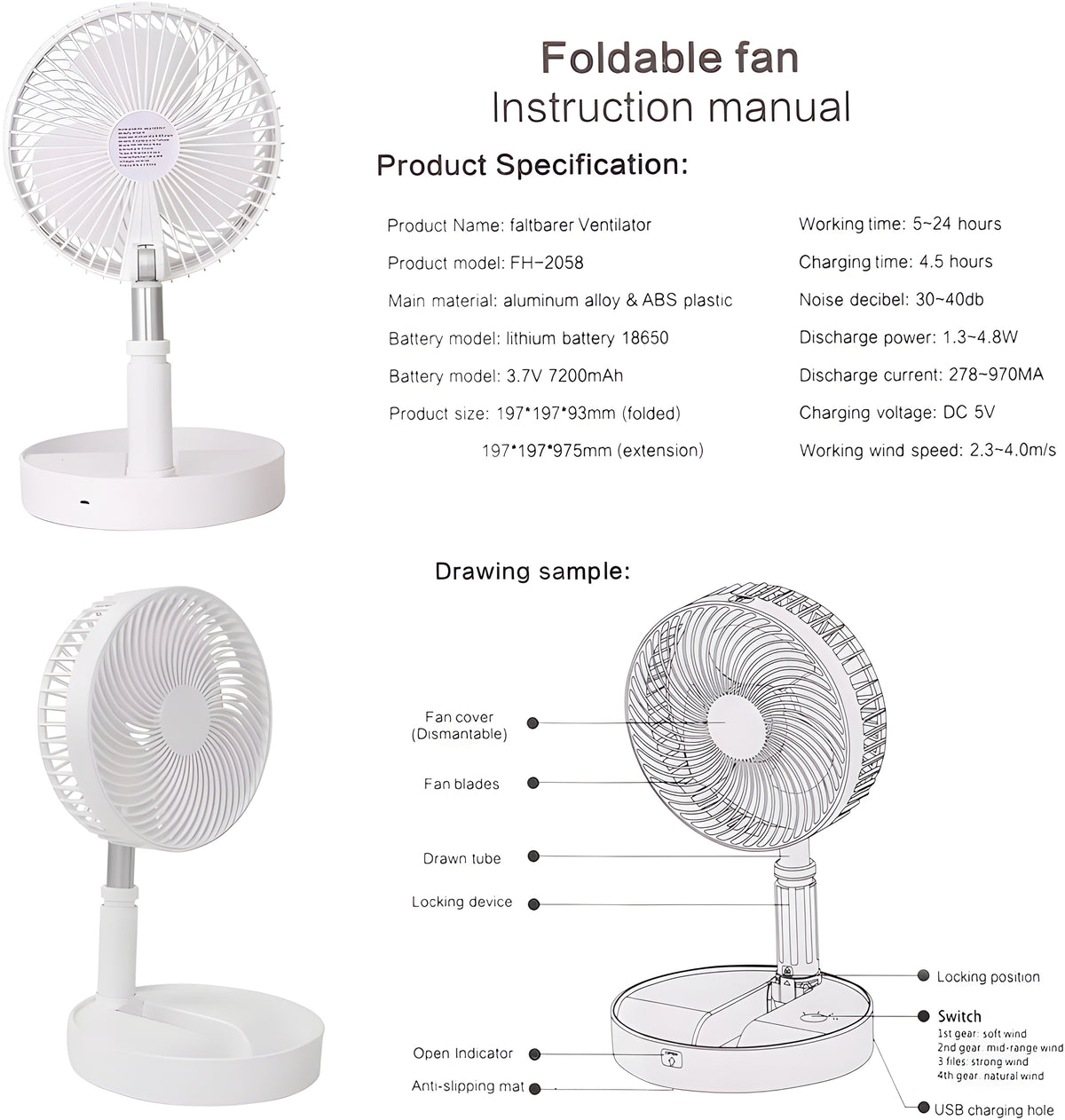 Powerful Rechargeable High Speed Table Desk Fan For Summer